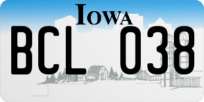 IA license plate BCL038