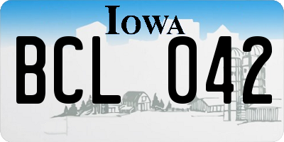 IA license plate BCL042