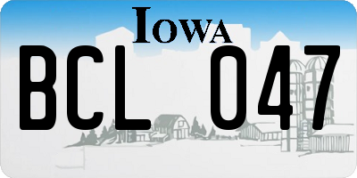 IA license plate BCL047