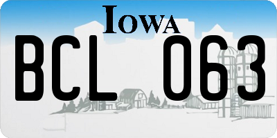 IA license plate BCL063