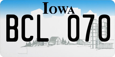 IA license plate BCL070