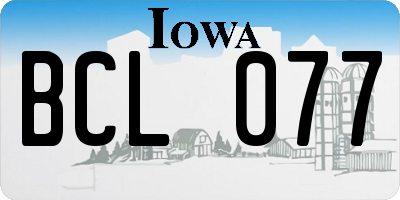 IA license plate BCL077