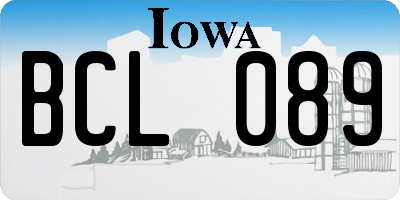 IA license plate BCL089