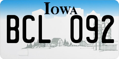 IA license plate BCL092