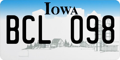 IA license plate BCL098
