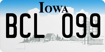 IA license plate BCL099