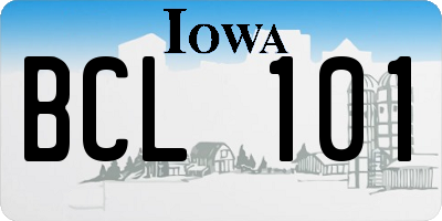 IA license plate BCL101
