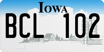 IA license plate BCL102