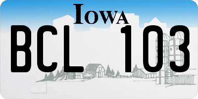 IA license plate BCL103