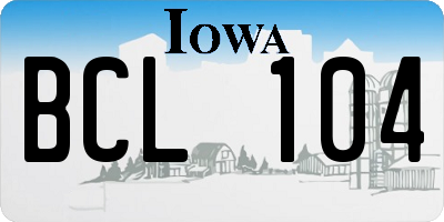 IA license plate BCL104