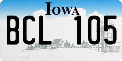 IA license plate BCL105