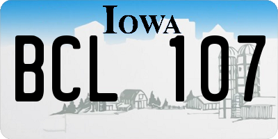 IA license plate BCL107