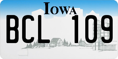 IA license plate BCL109
