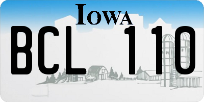IA license plate BCL110