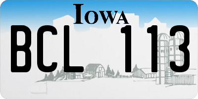 IA license plate BCL113