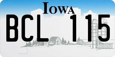 IA license plate BCL115