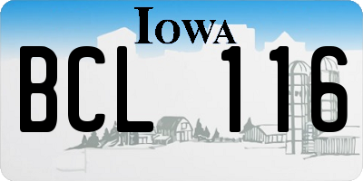 IA license plate BCL116
