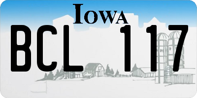 IA license plate BCL117