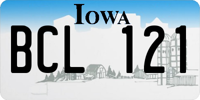 IA license plate BCL121