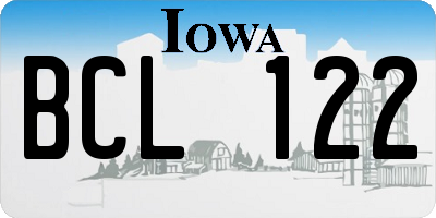 IA license plate BCL122