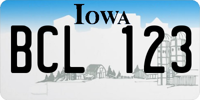 IA license plate BCL123
