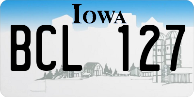 IA license plate BCL127