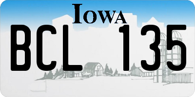 IA license plate BCL135