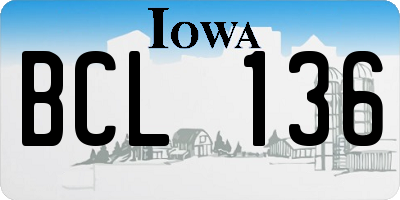 IA license plate BCL136