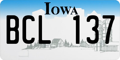 IA license plate BCL137