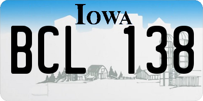 IA license plate BCL138