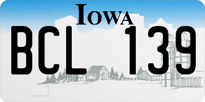 IA license plate BCL139