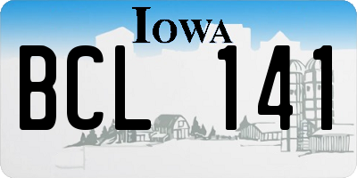 IA license plate BCL141