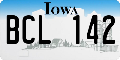 IA license plate BCL142