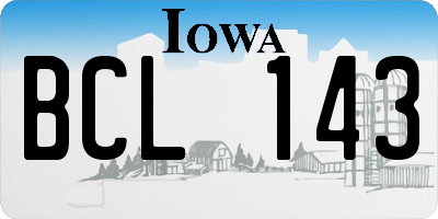 IA license plate BCL143