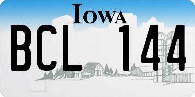 IA license plate BCL144