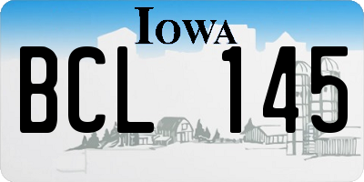 IA license plate BCL145
