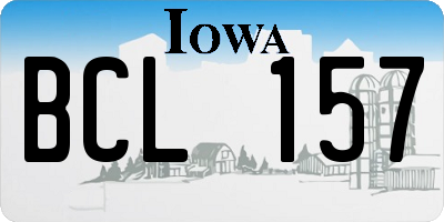 IA license plate BCL157