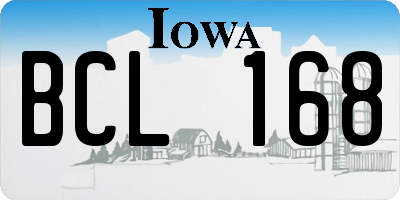 IA license plate BCL168