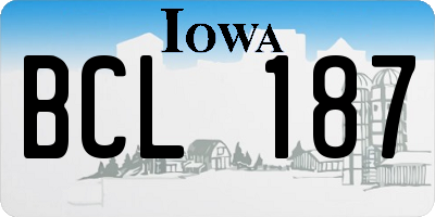IA license plate BCL187