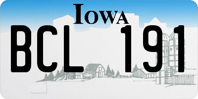 IA license plate BCL191