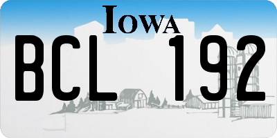 IA license plate BCL192