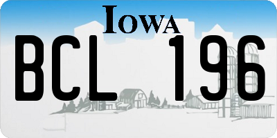 IA license plate BCL196