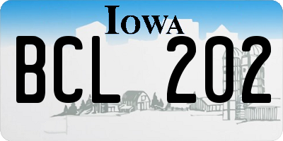 IA license plate BCL202