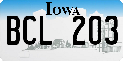 IA license plate BCL203