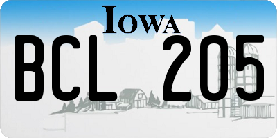 IA license plate BCL205