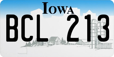 IA license plate BCL213