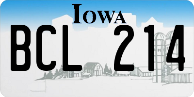 IA license plate BCL214