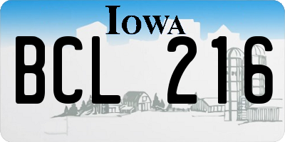 IA license plate BCL216