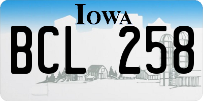 IA license plate BCL258