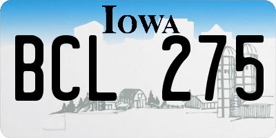 IA license plate BCL275